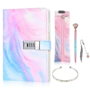 MHwan Diario Secreto Niña, Set de Regalos para Niñas de 7, 8, 9, 10, 11, 12, 13 y 14 Años, Ideal para Navidad, Cumpleaños y Vuelta al Cole, Diario con Candado