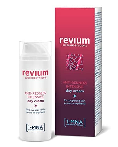 Revium 1-MNA Molécula Rosácea Anti enrojecimiento Intensivo Día Crema para Cuperose piel, con UVA y UVB Filtros, 50 ml