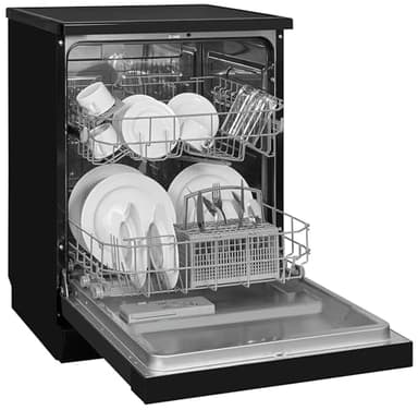 Exquisit® Lavavajillas 60cm, 12 Servicios, Color Negro, Clase D, Apertura Automática de Puerta, Función Secado Extra, Display Digital, Inicio Diferido 24h, Programa Rápido, Medidas (84,5x59,8x60,0cm)