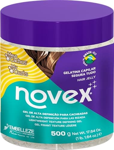 Novex Gel Fijador Super My Curls con Extracto de Aloe Vera para una Fijación Suave y Duradera, Adecuado para todos los Tipos de Rizos y Texturas 500 g