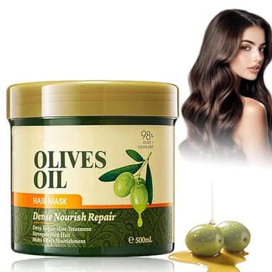 Mascarilla Pelo Nutritiva y Suavizante 500ml - Mascarilla Hidratante Cabello Seco y Dañado con Aceite de Oliva - Hair Mask para Cabello Fino, Rizado y Encrespado