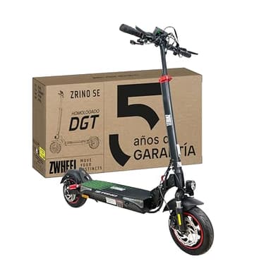 ZWHEEL ZRINO SE | Patinete Eléctrico Adultos Homologado DGT - 600W-1200W MAX, 35km Autonomía, Ruedas 10" Tubeless - Doble Suspensión Hidráulica, Intermitentes, Frenos Disco, Pantalla, IP54