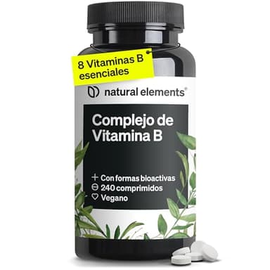 Vitamina B Complex + Cofactores - 240 Tabletas con las 8 vitaminas B - B1, B2, B3, B5, B6, B7, B9, B12 + Inositol y Colina en alta dosificación - Formas bioactivas - Probado en laboratorio