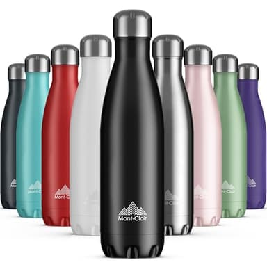 Mont-Clair Botella Agua Acero Inoxidable - Botella Termica sin BPA, 12h de Bebida Caliente y 24h de Bebida Fría, Termo agua con pared Doble Aislamiento, Botella Isotermica 500ml - Nera