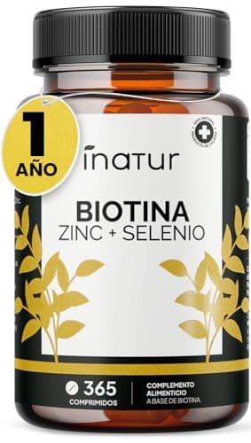 Biotina con Zinc y Selenio - 365 Comprimidos (Suministro para 1 Año) | Biotina para el Cabello, Piel, Uñas y Metabolismo | Suplemento de Alta Potencia, Vegano, Sin Lactosa, Sin OGM