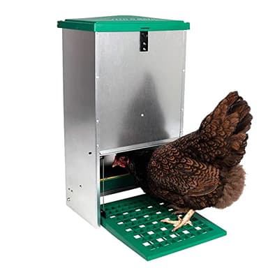 FINCA CASAREJO Comedero automático para gallinas - Comedero gallinas antipájaros - Capacidad 20 kg - Tolva selfservice a Pedal - Incluye Guía Práctica de Alimentación de Las Gallinas