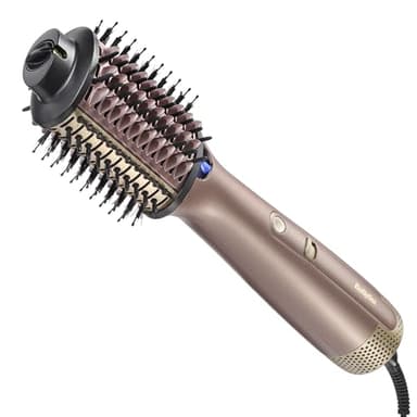 BaByliss Cepillo de Aire Air Power Volume 2 en 1 Secador de Pelo y Styler – Modo Húmedo y Seco, Cepillo Secador Moldeador, 3 ajustes de temperatura, Iónico, Cerámico, Dorado, AS95E