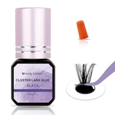 Pegamento de Pestañas 5ml Individuales Pegamento Pestañas Impermeable Negro Pegamento Adhesivo para Pestañas Sin Rastro Cluster Lash Glue para Solicitud Individual