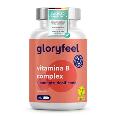 Premium Vitamina B Complex - Dosis extra alta (10 veces+) - Bioactiva con 500µg de B12 - Las 8 vitaminas B (B1, B2, B3, B5, B6, B7, B9, B12) - 200 cápsulas veganas (7 meses)