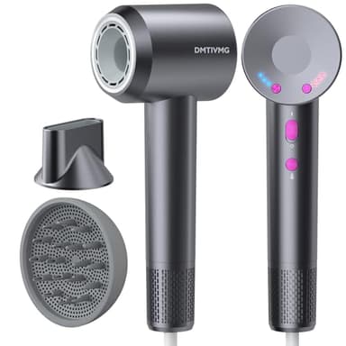 DMTIVMG Secador de Pelo Profesional 160,000 RPM Motor Sin Escobillas 12 Modos 500 Millones de Iones Negativos 4 Modos de Calor 3 Velocidades con Difusor y Boquilla para Salón Hogar Viajes