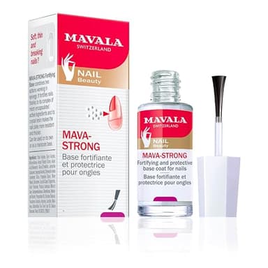 MAVALA - Mava-Strong 10 ml, Base Fortalecedora y Protectora para Uñas, Naturales y Fuertes, Esmalte Incoloro con Brillo, Uso Semanal, Acaba con las Uñas Finas, Incoloro y Brillante
