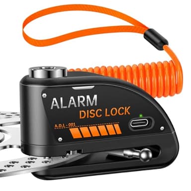 HAPYTHDA Candado de disco de alarma para motocicleta, antirrobo con 120 dB, accesorios de motocicleta, bloqueo de seguridad para bicicleta, cerraduras recargables para ciclomotores, bicicletas,