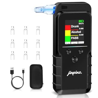Alcoholimetro Homologado Digital Portátil Profesional: Sensor Electroquímico De Alta Precisión Alcoholemia Test – Alcohol Test Recargable Con Contador y 10 Boquillas Reutilizables Para Uso Personal