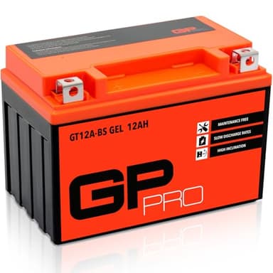 GP-PRO GT12A-BS - Batería de arranque para motos, 12V, 10Ah, parecido a YT12A-BS / YTX12A-BS, sin necesidad de mantenimiento