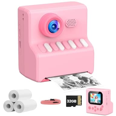 Camara de Fotos Instantaneas Niños: HODDRCCN 40MP Camara Fotos Infantil Instantanea Rosa - Incluye Tarjeta de 32G y Correa Portátil - Juguete Regalo Navideño de Cumpleaños para Niñas de 3 a 14 Años