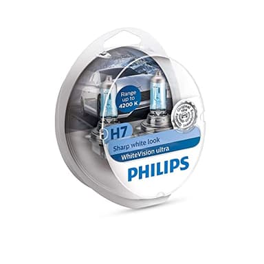 Philips 12972WVUSM WhiteVision - bombilla para faros delanteros de coches - (H7, 55 W, Halógeno, Luces largas y cortas, PX26d, 4200 K, blanco intenso)