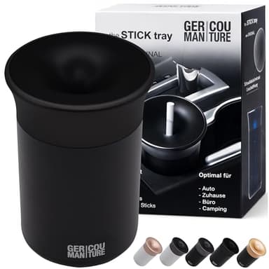 GC German Couture cenicero de coche compatible con IQOS ILUMA Prime TerEA y Heets Sticks + accesorios Glo Hyper Pro Air Neo-Sticks negro/negro