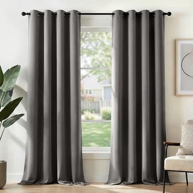 Deconovo Cortinas Térmicas Aislantes Frío y Calor Opacas Blackout – Cortinas Modernas para Salon y Dormitorio, 2 Piezas con Ojales 140x245 cm, Gris Claro, Elegantes Curtains Aislantes para Hogar
