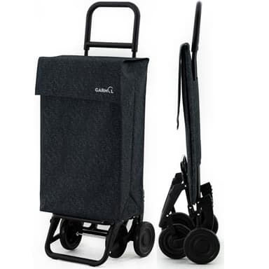 GARMOL Carro de la Compra Plegable 48 litros | Carro de la Compra 4 Ruedas Gran Capacidad | Carrito Compra 4 Ruedas Plegable Color Negro