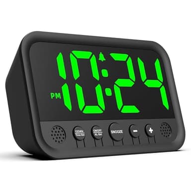 Despertador digital LED grande, alarma fuerte, enchufe eléctrico con volumen y brillo ajustables, repetición, 12/24 horas