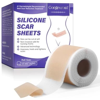 Silicone Scar Sheets, Parches de Silicona para Cicatrices, Reutilizable Silicone Scar Tape, Eficaz para eliminar y atenuar cicatrices de cesárea, cirugía, quemaduras, queloides (1,6"×60" - 1,5 m)