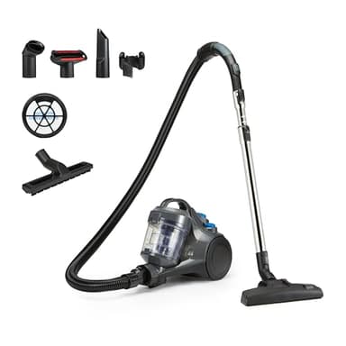 Amazon Basics Aspirador sin Bolsa Cilíndrico 1.3L Compacto Ligero con Boquilla Triple Acción, Filtro HEPA, 850W, para Alfombras y Suelos Duros, Gris