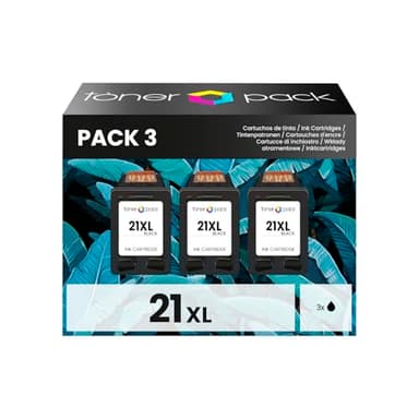 TONER PACK 21XL Compatible Remanufacturado para HP 21 XL 22 XL Cartuchos de Tinta para HP PSC 1410, DeskJet D1530 D1560 D2360 D2460 F335 F380 F390 F2180 F2290 F4180, OfficeJet 4315 4355 (3 Negro)