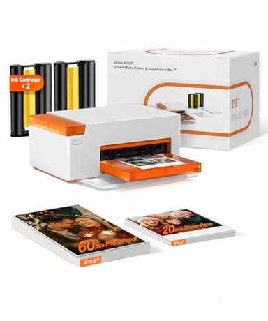 Liene Impresora fotográfica M110 de 4 x 6 pulgadas, 80 hojas, impresora fotográfica portátil para iPhone, sublimación de tinte térmico, impresora de imágenes Bluetooth con 60 hojas de papel de 6
