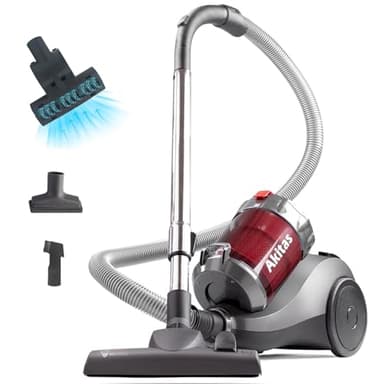 Akitas 800W Potente Cilindro Sin BolsaAspiradora Aspiradora con Cabezal de Boquilla Alemán WesselWerk Alfombra de Piso Duro Turbo PetHair Tool