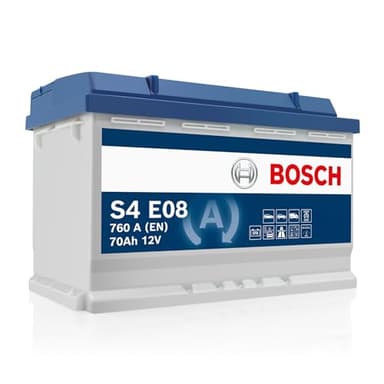 Bosch S4 E08 Batería para Coche 70 A/h - 760 A - 12 V, EFB de Plomo-Ácido para Vehículos con Sistema Start/Stop, Polaridad Izquierda (-) Derecha (+), 278 x 175 x 190 mm