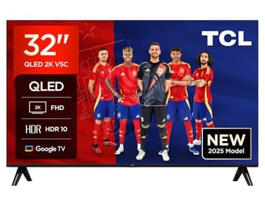 TCL 32V5C - Smart QLED Full HD de 32" Direct LED TV con Android TV y HDR - Compatible con Google Cast y Google Home, diseño Delgado