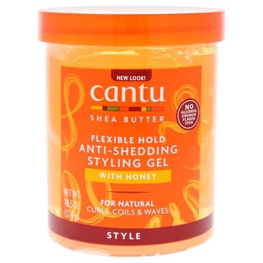 CANTU - Gel de Peinado - Manteca de Karité y Miel Natural - Máxima Retención - 524 g - Ayudar a Alargar los Rizos y Proteger Contra la Caída