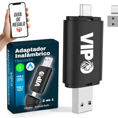 Adaptador CarPlay inalámbrico 2 en 1 USB + USB-C | Convierte CarPlay/Android Auto por Cable en Wireless | Compatible Apple & Android Auto | Plug & Play | Sin App, Sin Líos