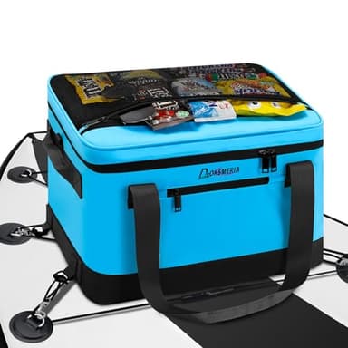 Enfriador de tabla de remo impermeable, gran capacidad, con correa para el hombro y 6 clips de cuerda elástica, bolsa de accesorios para tabla de remo y kayak (azul)