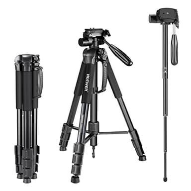Neewer Portátil 177cm de Aleación de Aluminio Trípode Monopié con Cabezal Giratorio de 3 Vías, Bolsa para Cámara DSLR, Videocámara de vídeo DV, Carga hasta 8,8 libras/4 kg Negro (SAB264)