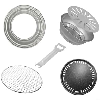 Allthingstore Mesa de carbón para barbacoa con parrilla completa y juego de accesorios, rejilla de cocción y bandeja para asar para acampar y uso en el jardín