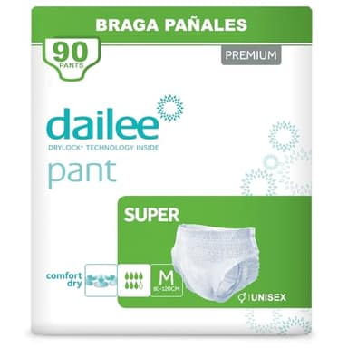 Dailee Pants Super M - 90x Pañales Adultos Maxima Absorcion - Braga Pañal Adulto para Ancianos, Hombres y Mujeres - 6 Paquetes de 15 Bragas Incontinencia Mujer y Hombre