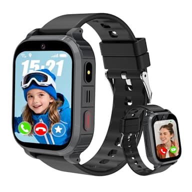 GPS Reloj Inteligente Niño 4G, Smartwatch Niños GPS y Llamadas, Vídeo/Voz Chat, Modo Clase, SOS, Calendario, Despertador, 7Juegos, Linterna, IP68 Reloj Inteligente Niños Navidad Regalo para 4-15 Años