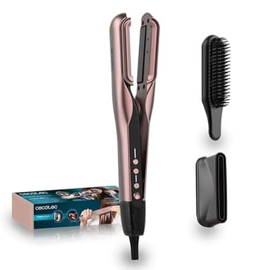 Cecotec Plancha de Pelo con Aire - Doble Placa Calefactora - 2 Accesorios - AirLisse 2in1 ForceDry Duo Black. 1000W, 112000rpm, 3 Modos, Flujo de Aire 13 m/s, Motor Brushless, Función Plasma
