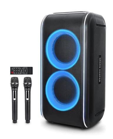 GKD62 Máquina Karaoke para Adultos/Niños, Altavoz Bluetooth 400W Portátil con 2 Micrófonos Inalámbricos, Eliminación de Voz IA, Prioridad Micro, Grabación, Radio, Sonido Potente para Hogar, DJ, Party