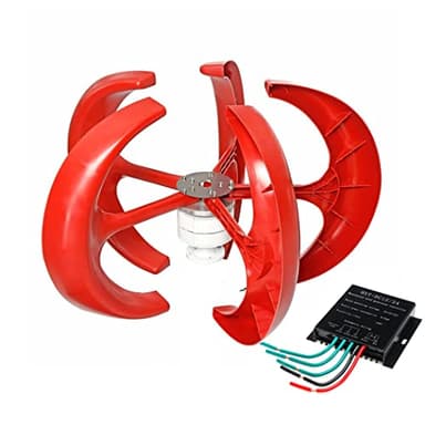 Turbinas de Viento 12000W Turbina eólica de Linterna Vertical, 12V 24V Generador Linterna Kit de Motor de 5 aspas Molino de Viento Turbina de Carga de energía para Acampar en casa (con Controlador) (