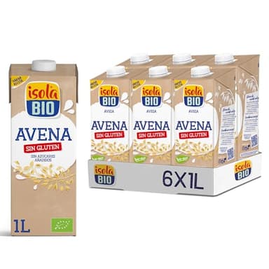 Isola Bio - Pack de 6 Unidades de 1 L de Bebida Ecológica Vegetal de Avena - Sin Azúcares Añadidos y Sin Lactosa - Apto para Veganos - Ideal para Tomar Sola, con Café o en Batidos