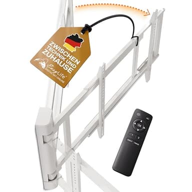 EasyLife Soporte de Pared para TV Eléctrico y Giratorio hasta 170°, Soporte VESA hasta 600×400 para TV LCD/OLED/Curvo, Monitores, Pantallas y Smartboards de 32 a 75 Pulgadas y hasta 50kg máx - Blanco