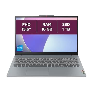 Lenovo IdeaPad Slim 3 Gen 8 - Ordenador Portátil 15.6" FHD Intel Core i5-13420H, 16GB RAM, 1TB SSD, Intel UHD Graphics Integrada, Wi-Fi 6, Sin Sistema Operativo Gris Ártico, Teclado QWERTY Español