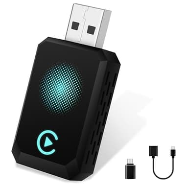 CarPlay Wireless Adapter 2025 Upgrade CarPlay Dongle Convierte Cable a Inalámbrico para iPhone, USB C/A Plug and Play Adaptador CarPlay Compatible con iPhone iOS 10+ y Coches con CarPlay