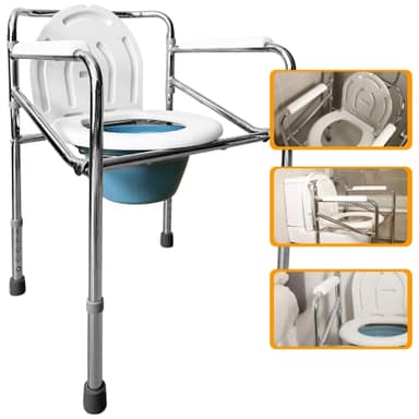 OrtoPrime Silla WC Personas Mayores CONFORT - Silla ORINAL WC portátil con Bidet Acoplable - Silla Inodoro portátil - Silla WC Portátil adultos - Silla Ducha mayores Silla Baño Ancianos WC