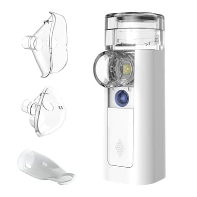 mini Air 360+ Distribuido por OMRON | Nebulizador mesh portátil silenciosa para adultos y niños | Para aliviar la tos y el resfriado | 2 mascarillas y boquilla incluidas, recargable mediante micro-USB