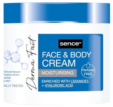 Crema facial y corporal sin perfume, crema hidratante hialurónica, Sence Derma Fact, cuidado corporal para mujeres y hombres, Vegan Fragrance Free Skincare Beauty Body Crema corporal (1 x 300 ml)