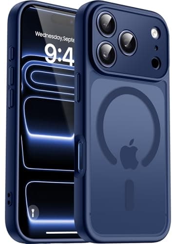 Natiiozie Funda para iPhone 17 Pro Max 6.9" Compatible con Magsafe Protección Lente Cámara, Anillo Magnético Integrado, Translúcida Mate Trasera para iPhone 17 Pro Max - Azul Marino