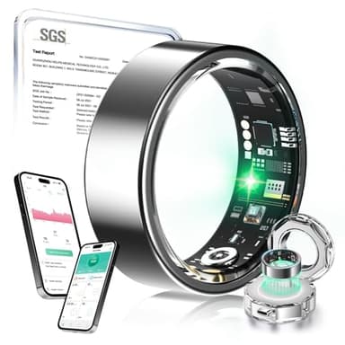 XSWCCJJ Nuevo anillo inteligente mejorado【Chip JZ5.0 y error de medición 0】IP68 resistente al agua | Anillo inteligente para mujeres y hombres para tiempo deportivo, distancia, calorías, plata 8#